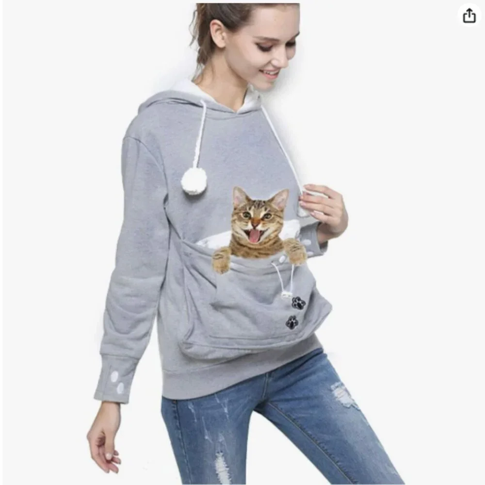 Jomago Pet Carrier Thin Hoodies Kitten Puppy Pouch Animal Holder - Grey - L